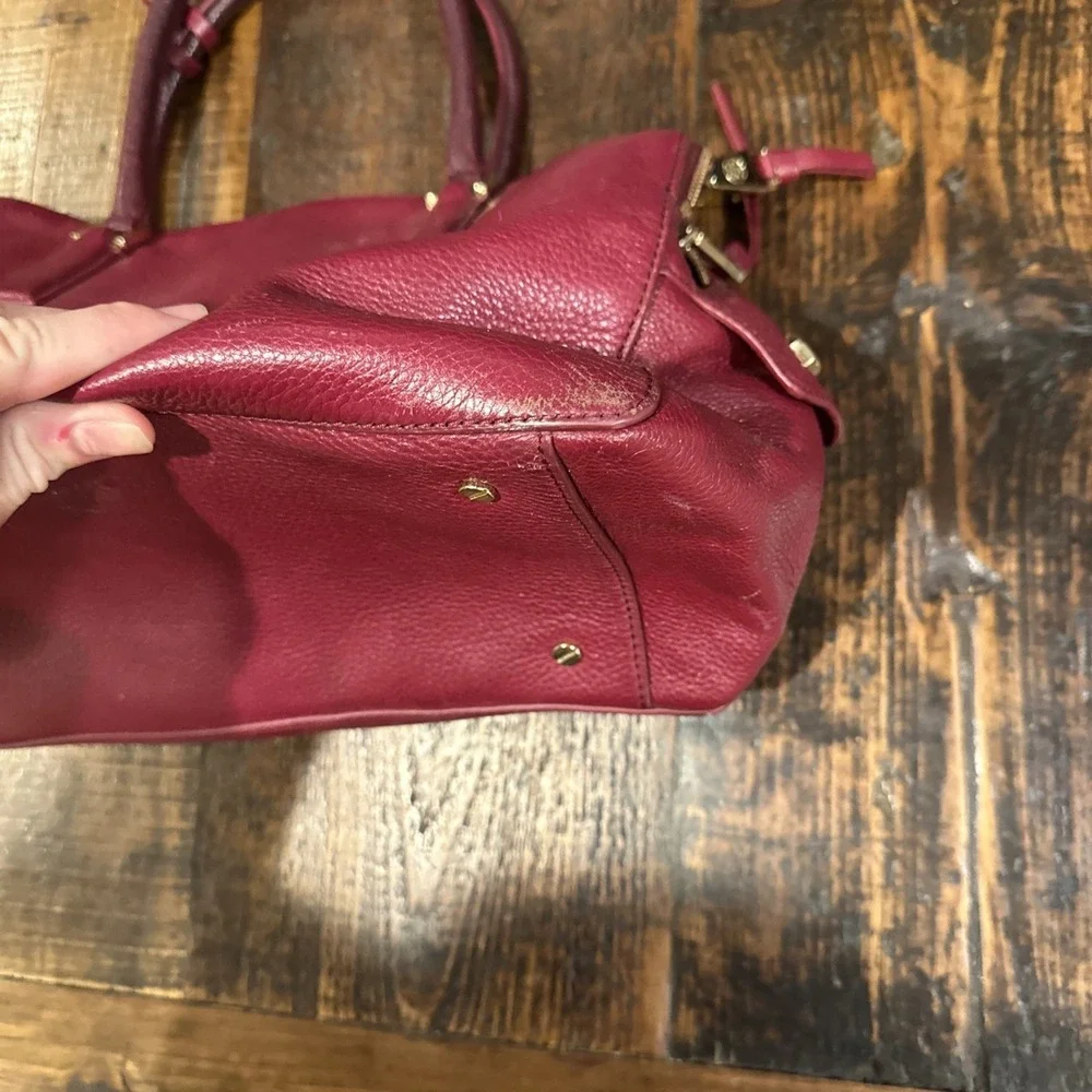 Tory‎ Burch Leather Thea Triple-Zip Satchel Bag Ox Blood Burgundy